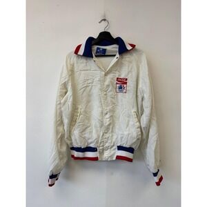 Vintage USA Olympics Jacket Mens Large White Coca Cola Champion Made In USA 80s